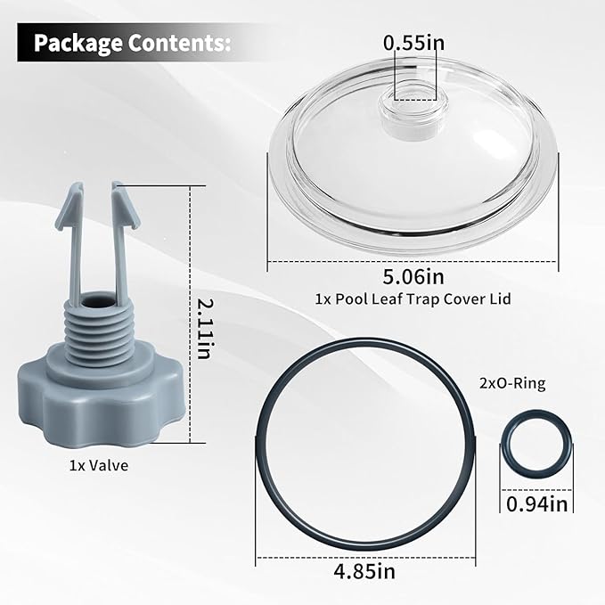 SF80110-1 Leaf Trap Cover Lid,Pool Leaf Trap Cover Lid,O-Ring & Valve,Fit for Intex 12 Inch (Pump Flow Rate: 2,100 GPH) Sand Filter Pump,NOT Fit for Intex 14&16 Inch,Sand Filter Pump Replacement Parts