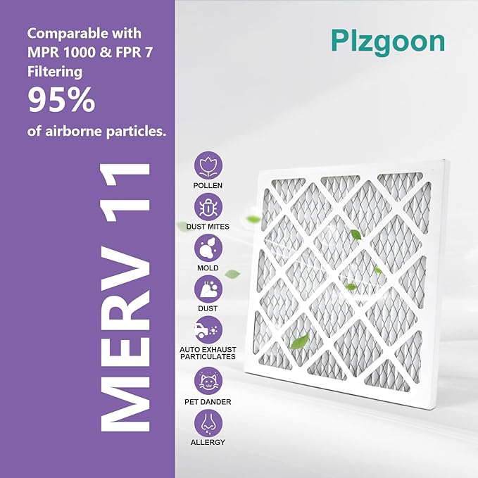 14x14x1 Air Filter MERV 11 (6 Pack) MPR 1000 HVAC Pleated A/C Furnace Filters Compatible with Air Conditioner AC Furnace Systems (Exact Dimensions: 13 3/4x13 3/4x3/4 Inches)