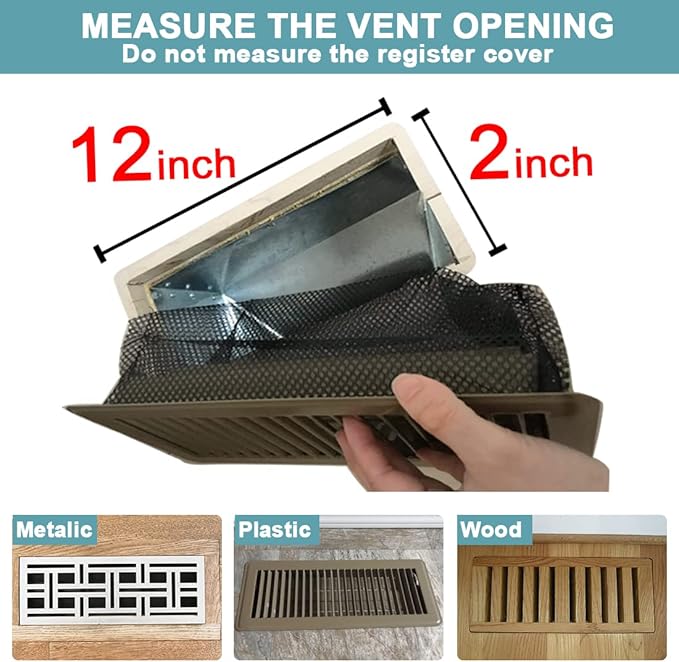 Floor Register Cover Trap，Floor Air Vent Cover Screen for Home Air Vent Filters 5-Pack Floor Vent Mesh Filters Net Trap… (2 x 12 Inch)