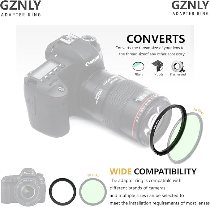 43mm to 40.5mm Step Up Ring Filter Adapter Black Metal Step up Adapter Rings Compatible with All Brand UV CPL ND Camera Lens Filter Step Down Ring (43mm-40.5mm)