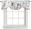 Spring Tie Up Valance Curtains for Windows, Kitchen Curtains Window Shades, Bicycles Botanical Rose Leaves Butterfly Wood Grain Light Filtering Roman Curtain Valances for Bedroom/Bathroom/Cafe 54"x18"