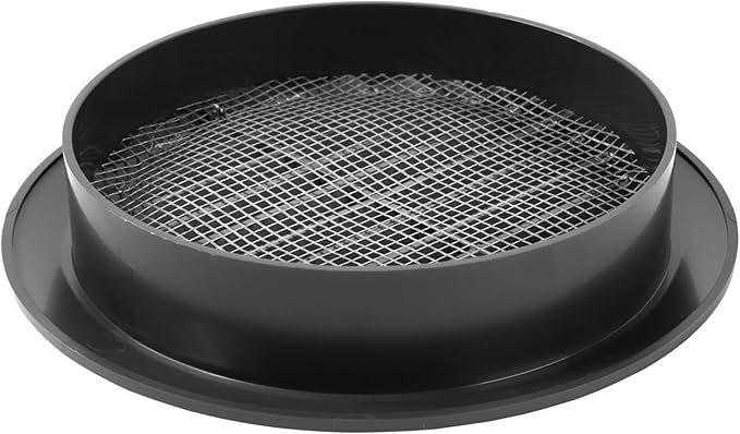 Vent Systems 5'' Inch - Black - Pack of 2 - Soffit Vent Cover - Round Air Vent Louver - Grill Cover - Built-in Insect Screen - HVAC Vents for Bathroom, Home Office, Kitchen