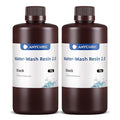 ANYCUBIC Water Washable 3D Printer Resin 2.0, 405nm High Precision UV-Curing 3D Resin, Low Shrinkage Standard Photopolymer Resin for 8K Capable LCD DLP 3D Printing (Pure Black + Black, 2000g)