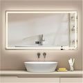Backlit LED Illuminated Bathroom Mirror with LED Lights, Lighted Bathroom Makeup Wall Mounted Mirror with Demister Pad, Sensor Touch Switch, Horizontal/Vertical(B,H75*W100CM/H29.5*W39.3IN)