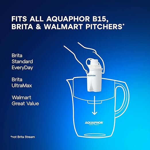 AQUAPHOR Water Filter Pitcher Ideal 7 Cup with 3 x B15 Filters - White