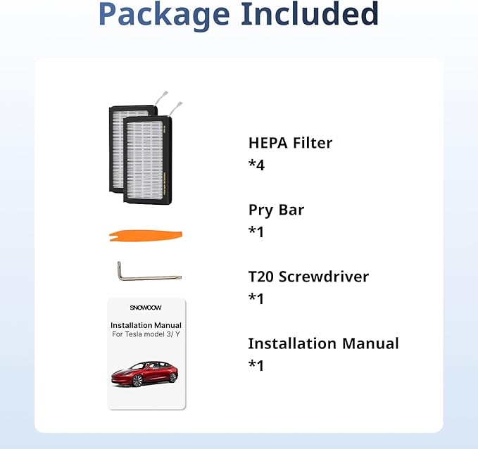 Tesla Model 3/Y HEPA Cabin Air Filter 4 Pack - PM2.5 Activated Carbon Replacement for Model 3 Model Y (2016-2025) H13 True HEPA