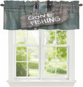 Gone Fishing Valances for Windows, Bronze Wood Grain Kitchen Valance Light Filtering Rod Pocket Short Curtains for Kitchen Bathroom, 1 Panel, 60"x14"