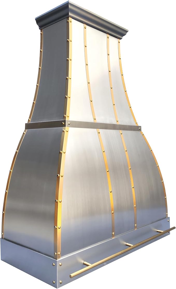 CHETTO C Stainless Steel Range Hood Cover with Quiet Vent Hood Insert Custom Handcrafted Metal Kitchen Fan with Towel Rack LED Light 60"W x24"D x39"H Brushed Stainless Steel Wall Mount