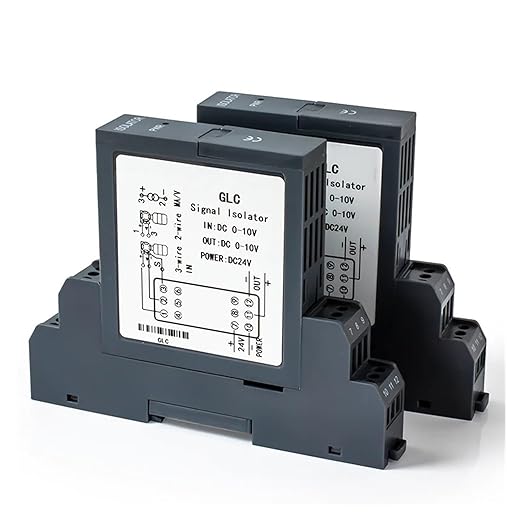 Analog Signal Isolator 4-20mA Signal Isolator Din Rail Mount 0.5% FS Precision for Industrial Automation PLC Control System(1 in 1 Out,Output 0-20MA_Input 0-20MA_DC24V)