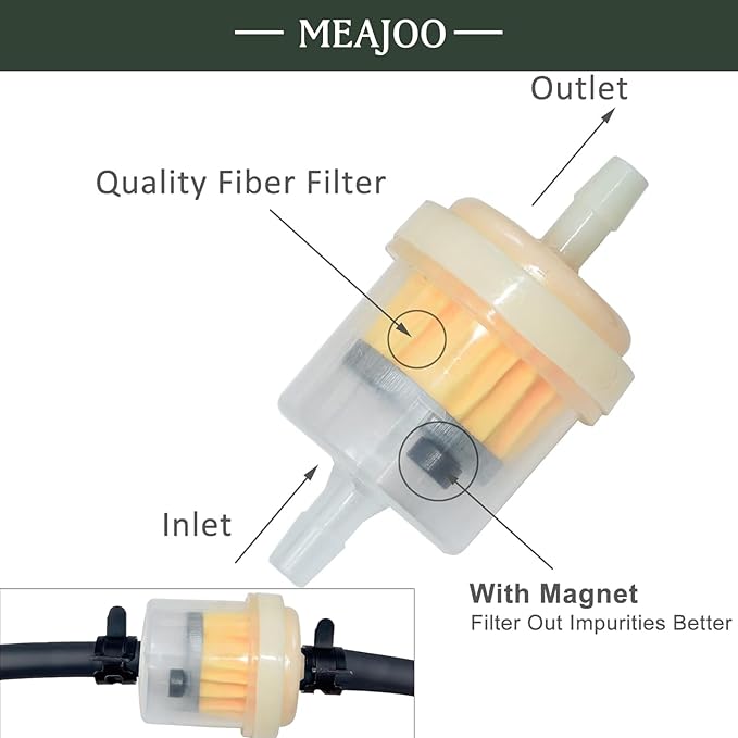 10PCS 1/4" 6mm-7mm Gas Inline Fuel Filter, with magnet, Fit for ATV Scooter Moped Go Kart Dirt Bikes Snowblower Motorcycle Lawnmower Taotao Small Tractors Snowmobiles Garden Tillers Generators