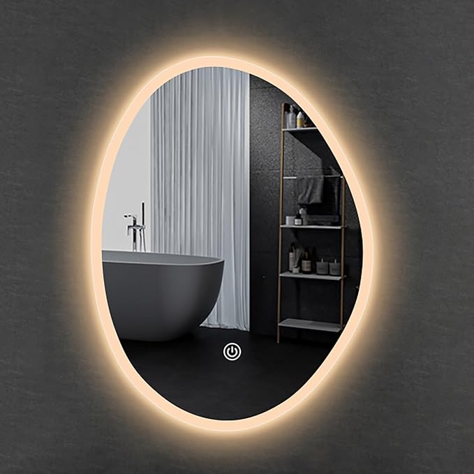 Inner Sand Smart Illuminated LED Bathroom Mirror, Wall Mounted Multifunction Bathroom Vanity Mirror with Dimmable Brightness | Sensor Touch | Demister Pad | Time Temperature(Dimmable,60x80cm)