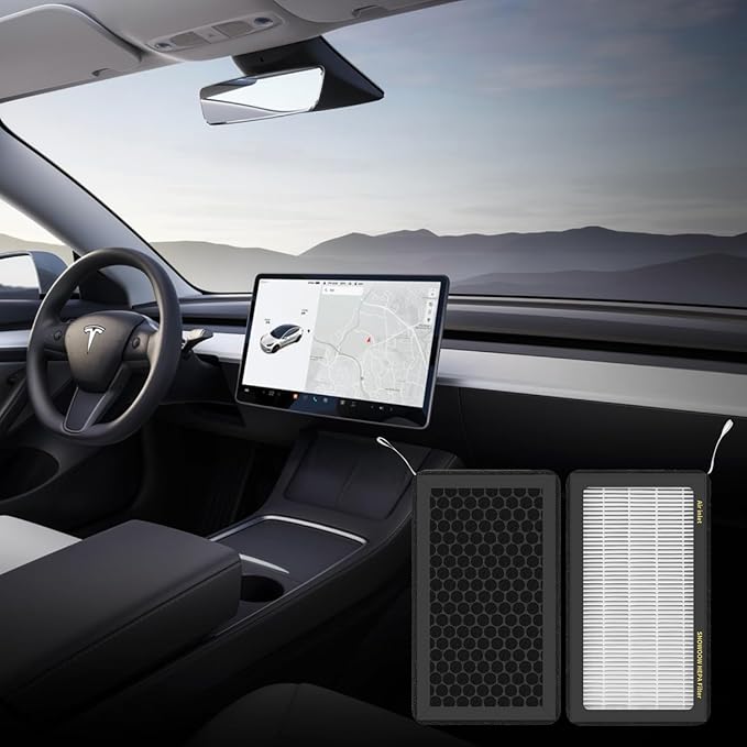 Tesla Model 3/Y HEPA Cabin Air Filter 2 Pack - PM2.5 Activated Carbon Replacement for Model 3 Model Y (2016-2025) H13 True HEPA
