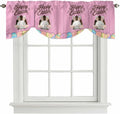 Pink Easter Tie Up Valance Curtains for Windows,Kitchen Curtains Window Shades,Easter Bunny Eggs Spring Cartoon Farmhouse Wood Grain Light Filtering Curtain Valances for Bedroom/Bathroom/Cafe 60"x18"