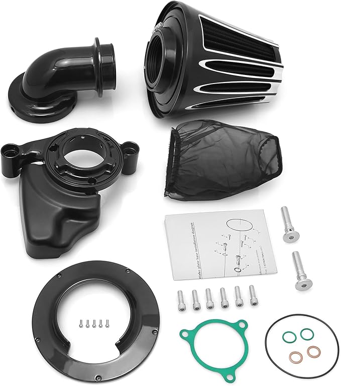 Big Sucker cone Air filter intake for harley air Cleaner Sportster Softail fatboy heritage dyna touring street road king Glide (Deep style -Black, TypeD : Touring M8 17-UP, Softail 18-UP)