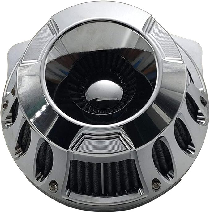 Harley Air Cleaner Motorcycle Filter Intake CNC Cut Kit Chrome for Models Touring Street Glide 2008-2016 Softail 2016-2017 (Chrome, Fitment - C)