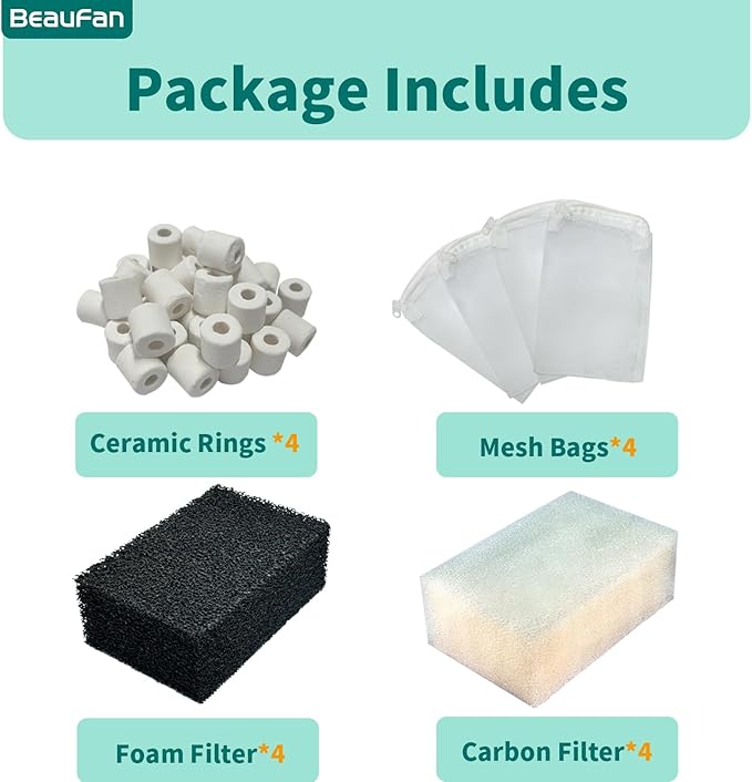 4 Set of Upgraded Three-Stage Filtration Tank Filter Maintenance Kit, Replacement for AquaClear 30/150 30-Gallon Aquarium