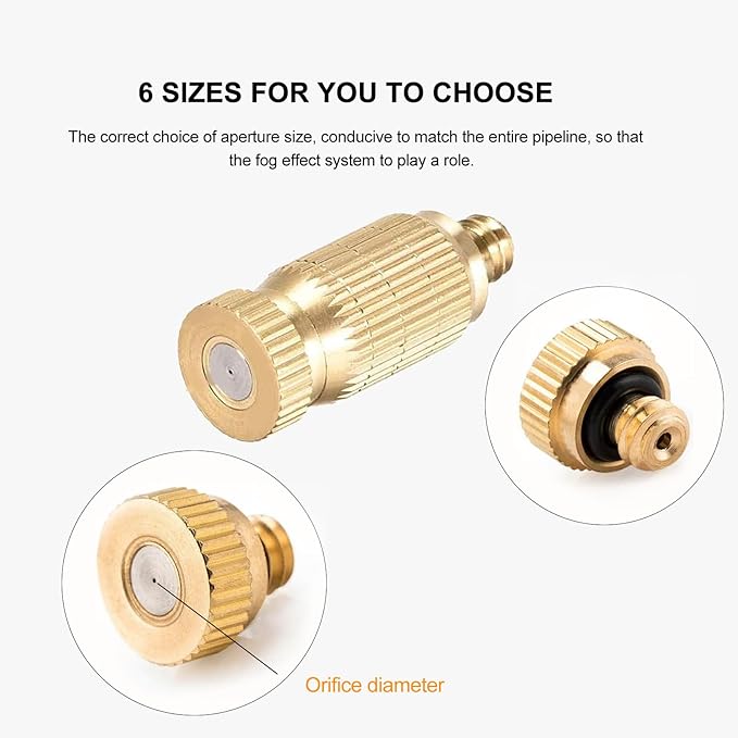 20pcs High Pressure Atomizer Nozzle Brass Misting Nozzles for Outdoor Cooling System, Landscaping, Greenhouse Irrigation, Air Humidification, Anti-Drip Fogging Spray Head(0.016"/0.4mm)