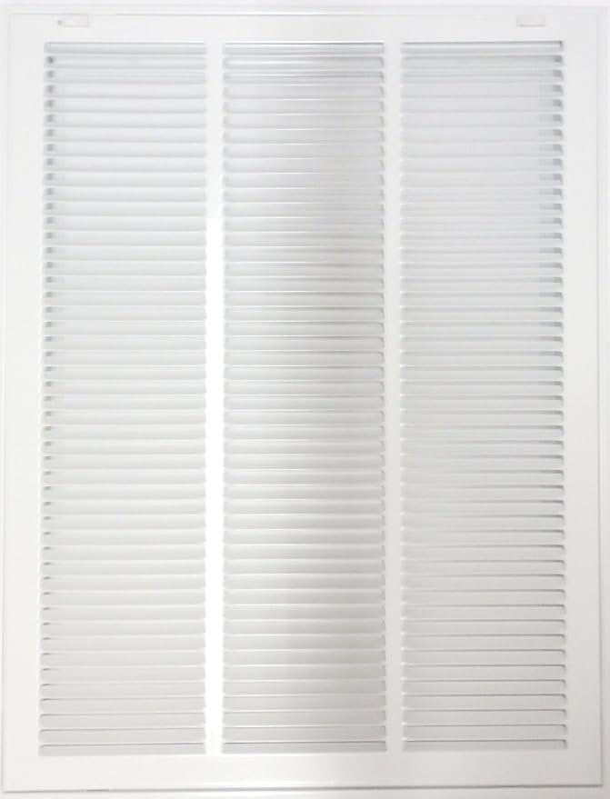 18" X 26" Steel Return Air Filter Grille for 1" Filter - Easy Plastic Tabs for Removable Face/Door - HVAC Duct Cover - Flat Stamped Face -White [Outer Dimensions: 19.75w X 27.75h]