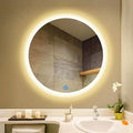 Bathroom Mirror with LED Light and Demister Pad Touch Sensor Wall Mounted Round Makeup Shaving Mirror (Color : Warm Light Size : 60cm) (Warm Light 70cm)