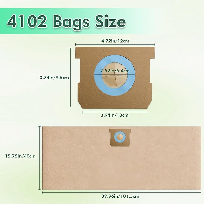 15 Pack DXVA19-4102 Vacuum Bags Compatible With DEWALT 12-16 Gallon Wet/Dry Vacuum, Disposable Dust Collection Filter Bag DXV12P DXV14P DXV16P DXV16PA DXV16S