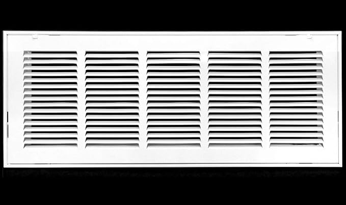 26" X 6" Steel Return Air Filter Grille for 1" Filter - Easy Plastic Tabs for Removable Face/Door - HVAC Duct Cover - Flat Stamped Face -White [Outer Dimensions: 27.75w X 7.75h]