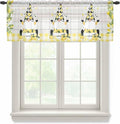Lemon Dwarfs Sheer Valance Curtains, Gnome Green Leaf Wood Striped Black Plaid Light Filtering Kitchen Valances Rod Pocket Voile Curtain Window Treatment for Bedroom/Living Room/Basement 54Wx18L