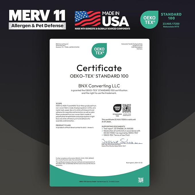 BNX TruFilter 16x30x1 Air Filter MERV 11 (4-Pack) - MADE IN USA - Allergen Defense Electrostatic Pleated Air Conditioner HVAC AC Furnace Filters for Allergies, Dust, Pet, Smoke, Allergy MPR 1200 FPR 7