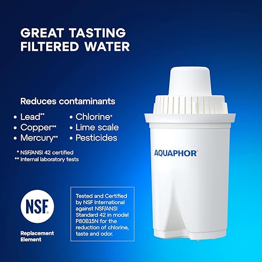 AQUAPHOR Water Filter Pitcher Ideal 7 Cup with 3 x B15 Filters - Dark Blue