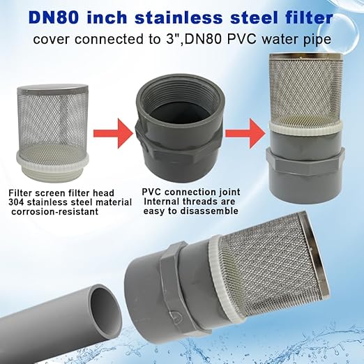 3" Stainless Steel Filter DN80 Suction Strainers Used to Remove Debris and Reduce Solid Entry（1pcs）