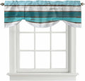 Turquoise Teal Tie Up Valance Curtains for Windows, Kitchen Curtains Window Shades, Farmhouse Retro Ombre Wooden Grain Light Filtering Roman Curtain Valances for Bedroom/Bathroom/Cafe 42"x12"