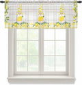 Lemon Dwarfs Sheer Valance Curtains, Gnome Green Leaf Wood Striped Yellow Plaid Light Filtering Kitchen Valances Rod Pocket Voile Curtain Window Treatment for Bedroom/Living Room/Basement 54Wx18L