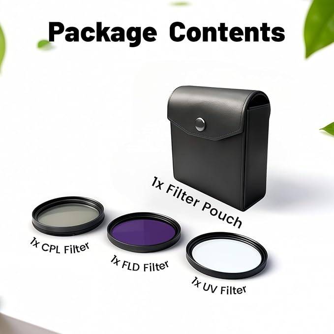 3 Pack Universal Lens Filter Kit 40.5mm, Multi-Coated Optical Glass UV+CPL+FLD Filters Set UV Blocking + CPL Polarizer + FLD Fluorescent Filter with Protective Storage Case