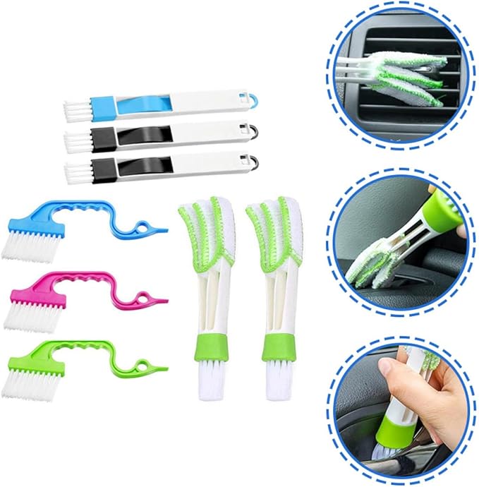 8pcs Window Groove Cleaning Brush Set Wet and Dry Scrubber Brushes for Window Gaps and Tracks Dust Removal Household Cleaning Tools