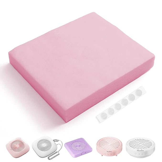 MelodySusie 200 Sheets Nail Dust Collector Filter Paper, Disposable Dust Vacuum Filter with 6pcs Sticky Back Hook for Most Nail Dust Fan Extractor Machine, Nail Tech Supplies for Salon & Home