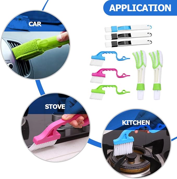 8pcs Window Groove Cleaning Brush Set, Wet and Dry Use Scrubber Brushes for Window Slots and Tracks, Multi-Functional Dust Removal Tools for Home Cleaning