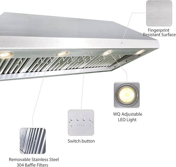 CT Copper Tailor Copper Vent Hood Island Mount,42'' W,27''H, 1150 CFM Exhaust Fan,Stainless Steel Vent,LED Light,Dishwasher-Safe Baffle Filters,Light Hammered-Medium Patina,VH14TA2L