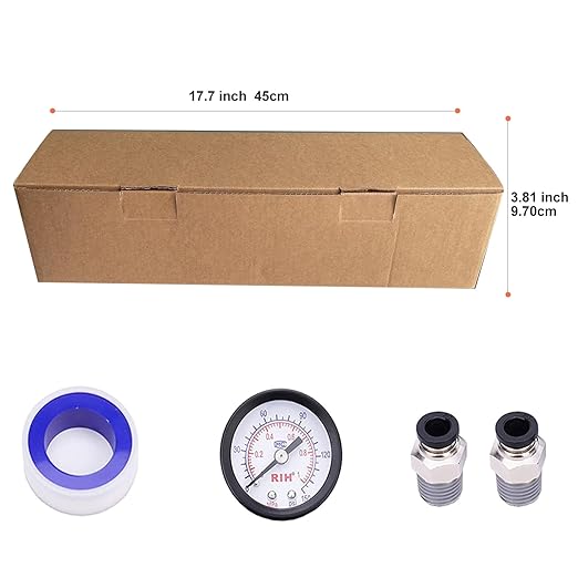 RIH Pneumatics 1/2"NPT Auto Drain Air Filter Pressure Regulator Combo Piggyback, air Pressure Regulator，Water Separator air Compressor(1/2"NPT)