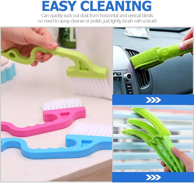 8pcs Window Groove Cleaning Brush Set Wet and Dry Scrubber Brushes for Window Gaps and Tracks Dust Removal Household Cleaning Tools