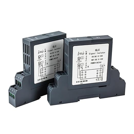 Analog Signal Isolator 4-20mA Signal Isolator Din Rail Mount 0.5% FS Precision for Industrial Automation PLC Control System(1 in 1 Out,Output 0-20MA_Input 0-20MA_DC24V)