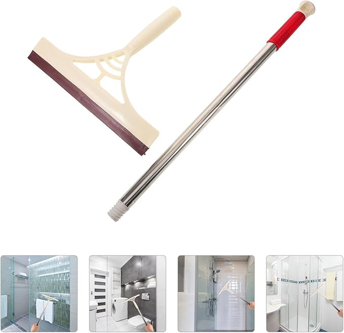 Multifunctional Water Squeegee Broom Glass Window Cleaner with Floor Scraper, Dry and Wet Use Household Squeegee for Bathroom, Kitchen, and Car Glass –, Khaki