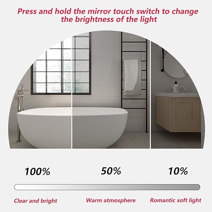 Irregular Bathroom Mirror with LED Lights, Wall Mounted Mirror with Touch Switch and Demister Pad, Drop Shape Decorative Mirror, 3 Colors Dimmable Lighting(A,31.5 * 51.2in/80 * 130cm)