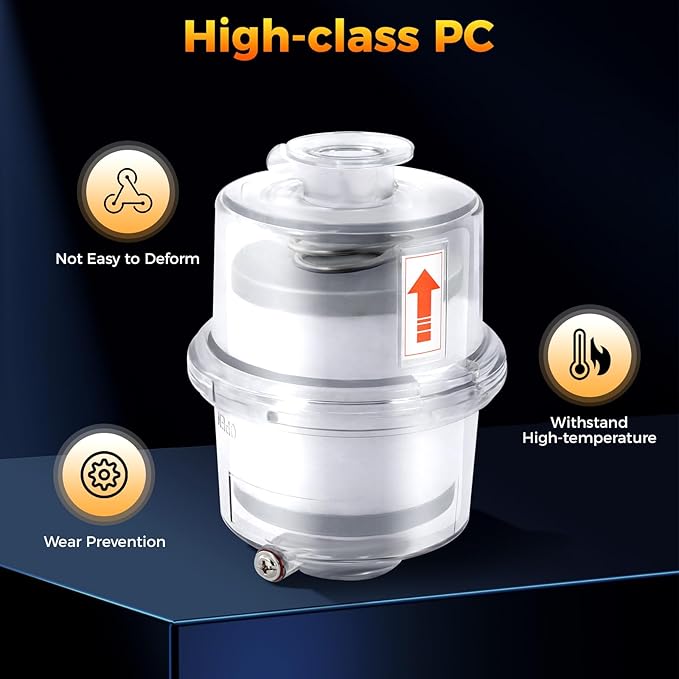 95% Efficiency Oil Mist Filter, Vacuum Pump Filter with KF25 Flange & Drain Pipe, for Pumps ≤2.11Gal/s