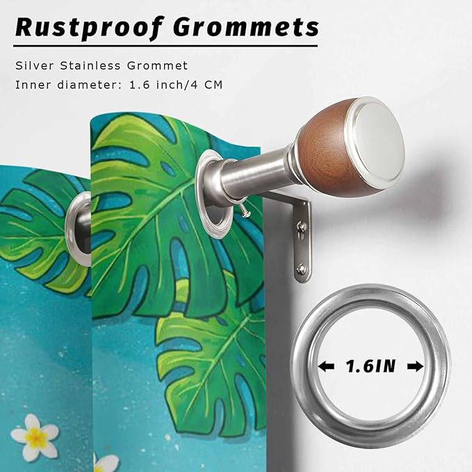 Summer Outdoor Curtains for Patio Plumeria Swimming Circles Ocean Beach Waterproof Outside Curtains with Grommet Top Weatherproof Curtain for Cabana Pergola Gazebo, 1 Panel, 54" W x 108" L