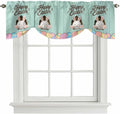 Green Easter Tie Up Valance Curtains for Windows, Kitchen Curtains Window Shades, Spring Cartoon Bunny Colorful Eggs Wood Grain Light Filtering Roman Curtain Valances for Bedroom/Bathroom/Cafe 42"x18"