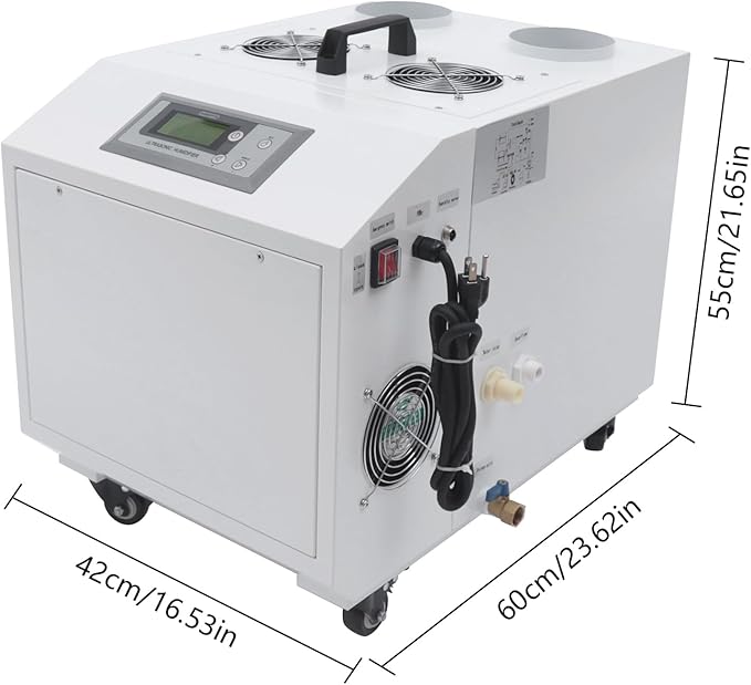 Industrial Ultrasonic Humidifier, 33 lbs/Hour High Output Stainless Steel Humidifier with Wheels 1200W 110V Commercial Humidifier for Greenhouse and Warehouse, Covers 1291-1614 sq ft