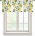 Spring Summer Lemon Sheer Valance Curtains, Leaf Flower White Wood Grain Light Filtering Kitchen Valances Rod Pocket Voile Curtain Window Treatment for Bedroom/Living Room/Basement 60Wx18L