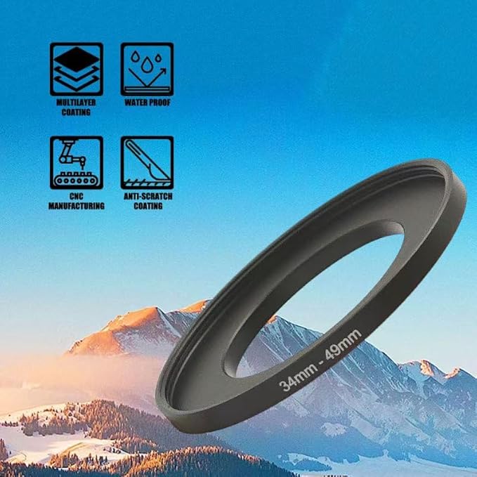YAMAFOO 49mm to 72mm Step-Up Ring/Step Down Rings Filter Adapter for All Brands UV ND CPL Metal Ring Step-Up Rings Adapter Filter,Black (49-72)