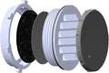Louvered Vent, Bug Screen, 60ppi Filter, Seal and Cap, 2.5", Black