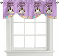 Purple Easter Tie Up Valance Curtains for Windows, Kitchen Curtains Window Shades, Spring Cartoon Bunny Colorful Eggs Wood Grain Light Filtering Curtain Valances for Bedroom/Bathroom/Cafe 54"x18"