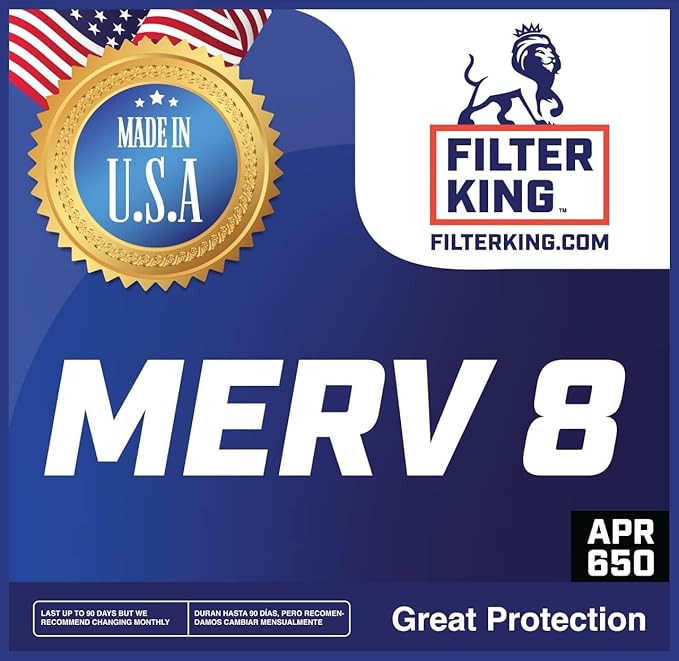 Filter King 12x24x4 Air Filter | 3-PACK | MERV 8 HVAC Pleated A/C Furnace Filters | MADE IN USA | Actual Size: 11.5 x 23.5 x 3.75"